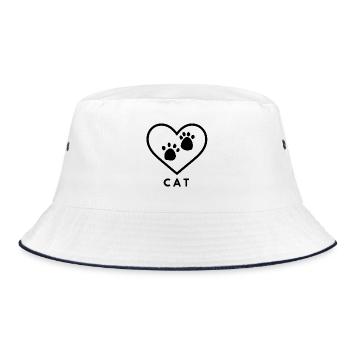 Cat Love Line Art - Bucket Hat - white/navy - Front