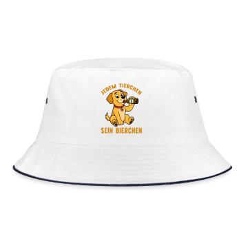 Jedem Tierchen sein Bierchen Hund trinkt Bier - Bucket Hat - Weiß/Navy - Vorne