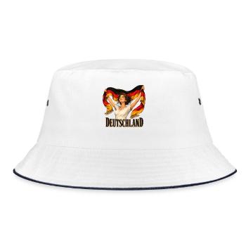 Deutschlandflagge Freiheitsheldin - Bucket Hat - Weiß/Navy - Vorne