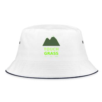 Neon Mountains Touch Grass - Bucket Hat - white/navy - Front