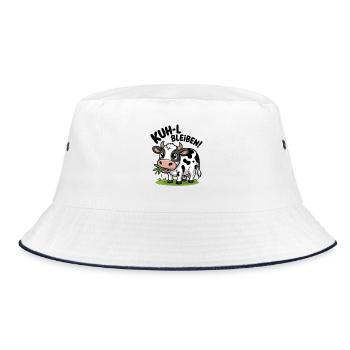  Kuh L Bleiben Lustige Kuh Cartoon Spruch Für - Bucket Hat - Weiß/Navy - Vorne