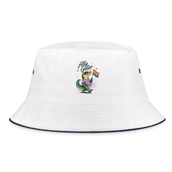 Ally Gator Pride Alligator LGBTQ Design - Bucket Hat - Weiß/Navy - Vorne