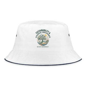 Sustainability & Ecological Consciousness  - Bucket Hat - white/navy - Front