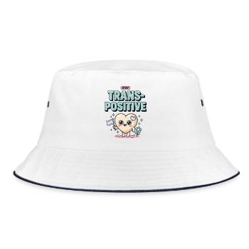 Pride Month LGBTQ – Bleib TransPositive - Bucket Hat - Weiß/Navy - Vorne