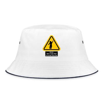 Hurra! Mein neuer Chef hat einen Schnuller - Bucket Hat - Weiß/Navy - Vorne