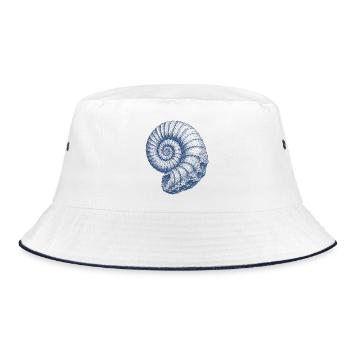 Ammonite Fossil Prehistoric Sea Vintage Art - Bucket Hat - white/navy - Front