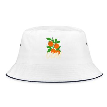 Olá Retro Orangen Pflanzen Urlaubs-Gruß - Bucket Hat - Weiß/Navy - Vorne