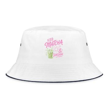 Iced Matcha Sunshine - Summer Drink - Bucket Hat - white/navy - Front