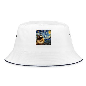 Faultier Starry Night - Bucket Hat - Weiß/Navy - Vorne
