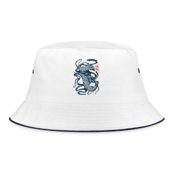Octopus Vintage Grunge - Bucket Hat - white/navy - Front