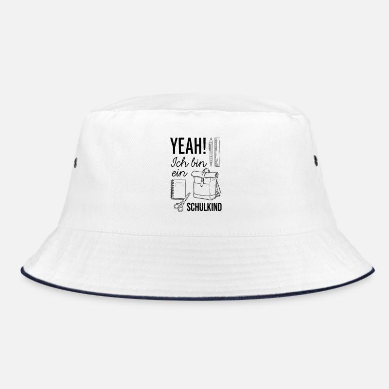 Yeah! Ich bin ein Schulkind - Einschulung - Bucket Hat - Weiß/Navy