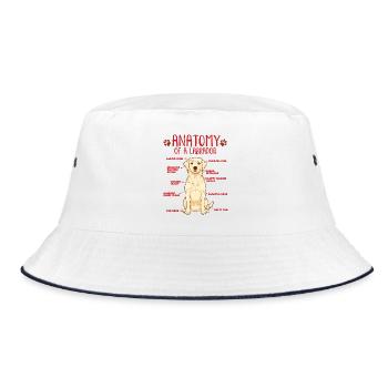 Yellow Labrador Anatomy Shirt - Bucket Hat - Weiß/Navy - Vorne