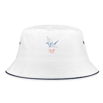Origami Art Japanische Faltkunst Kranich Design - Bucket Hat - Weiß/Navy - Vorne