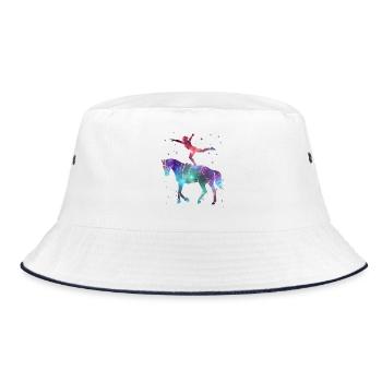 Voltigieren Reiterin Pferde Weltraum Mädchen Volti - Bucket Hat - Weiß/Navy - Vorne