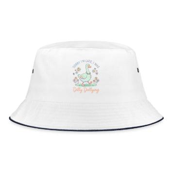 Dilly Dallying Ente im Pastelllook - Bucket Hat - Weiß/Navy - Vorne