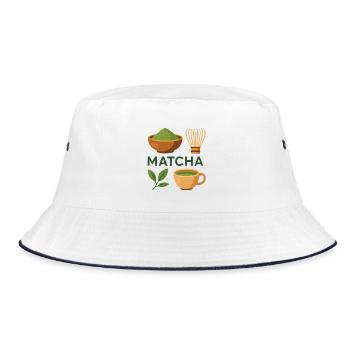 Matcha Ceremony Illustration - Bucket Hat - white/navy - Front