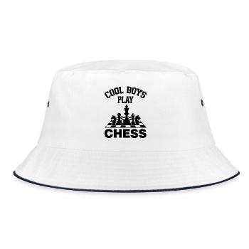 Cool Boys play Chess coole Jungs spielen Schach  - Bucket Hat - Weiß/Navy - Vorne