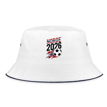 Norge 2026 Fußball Flamme mit Flagge - Bucket Hat - Weiß/Navy - Vorne