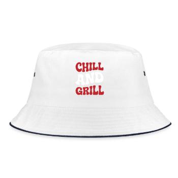 Chilling and barbecuing - Bucket Hat - white/navy - Front