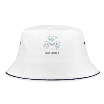 Gender Reveal Body Builder Baby Shower Mom Dad - Bucket Hat - white/navy - Front
