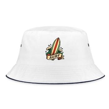 Surfen Surfbrett Kunst Surfen Retro Surfer Surfen - Bucket Hat - Weiß/Navy - Vorne