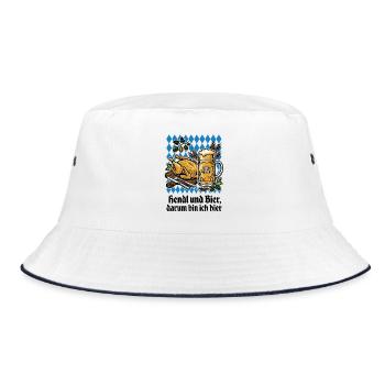 Bayern Bierzelt | Hendl & Bier darum bin ich hier - Bucket Hat - Weiß/Navy - Vorne