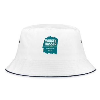 Morgenhasser mit Anlaufschwierigkeiten - Bucket Hat - Weiß/Navy - Vorne