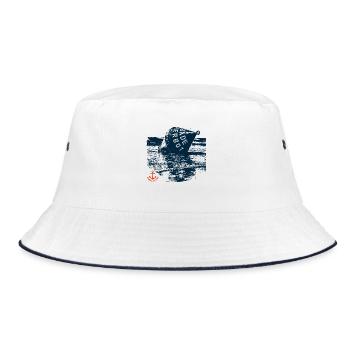Badeverbot Boje Küste - Bucket Hat - Weiß/Navy - Vorne