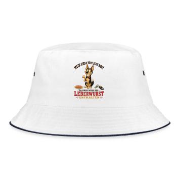 Mein Hund hört aufs Wort, mit Leberwurst - Bucket Hat - Weiß/Navy - Vorne