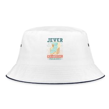 Nordisches Strandkorb Paradies - Bucket Hat - Weiß/Navy - Vorne