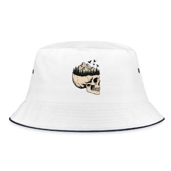 Skull Mountain Landschaft - Bucket Hat - Weiß/Navy - Vorne