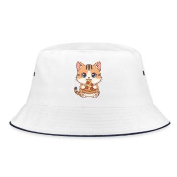 Chat mangeant de la pizza - Bob - blanc/marine - Devant