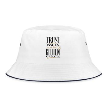 Trust Issues Seit Dem Letzten Gluten - Bucket Hat - Weiß/Navy - Vorne