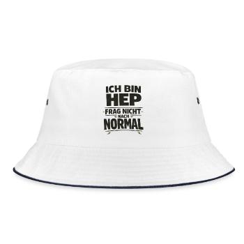 Ich bin HEP frag nicht nach normal - Bucket Hat - Weiß/Navy - Vorne