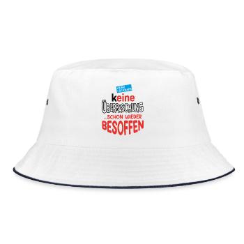 keine Überraschung... schon wieder besoffen - Bucket Hat - Weiß/Navy - Vorne