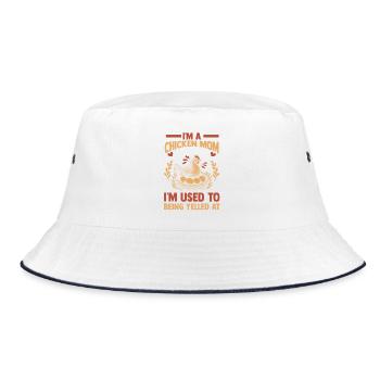 Chicken Mom Mother Rooster Flock Poultry Farmer - Bucket Hat - Weiß/Navy - Vorne