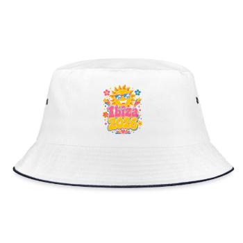 Ibiza 2026 Sonnenschein - Bucket Hat - Weiß/Navy - Vorne