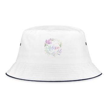 Melissa's Floral Name Wreath - Bucket Hat - white/navy - Front