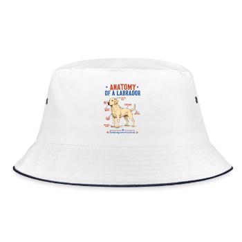 Yellow Labrador Anatomie Shirt - Bucket Hat - Weiß/Navy - Vorne
