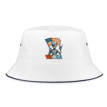 Alien Holding American Flag - Bucket Hat - white/navy - Front