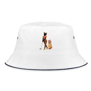 Golfing Cat - Bucket Hat - white/navy - Front