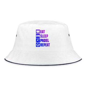 Geschenkidee für Padel Court Fans mit Padel Schuhe - Bucket Hat - Weiß/Navy - Vorne