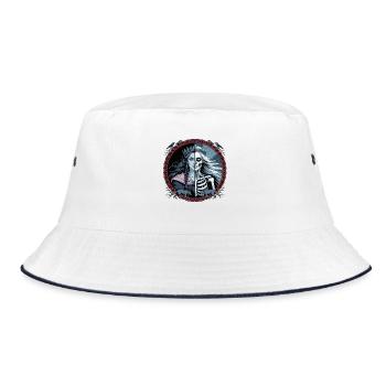  Nordische Göttin Hel Halb Frau Halb Skelett mit - Bucket Hat - Weiß/Navy - Vorne