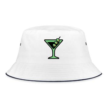 Cocktail Glass Summer Drink Girls' Vacation Bachelor Party - Bucket Hat - white/navy - Front