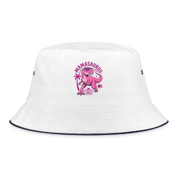 Mamasaurus Crew T-Rex Pink Dinosaur Mom - Bucket Hat - white/navy - Front