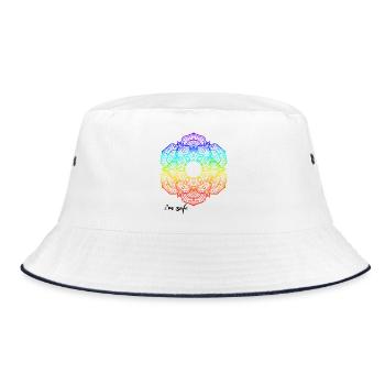 Rainbow Mandala Pattern - Bucket Hat - white/navy - Front