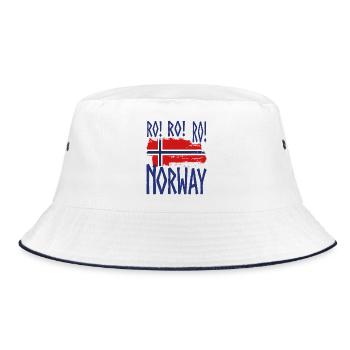 Nordic Ro! Norwegische Flaggen-Grafik - Bucket Hat - Weiß/Navy - Vorne
