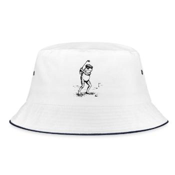 Funny Frog is playing golf - Bucket Hat - white/navy - Front