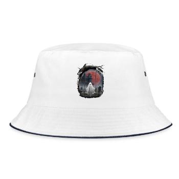 Halloween Geist Vollmond Gothic Horror Mystery - Bucket Hat - Weiß/Navy - Vorne