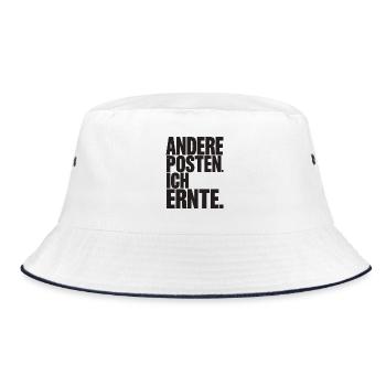  Andere Posten Ich Ernte Spruch Motivation Für - Bucket Hat - Weiß/Navy - Vorne